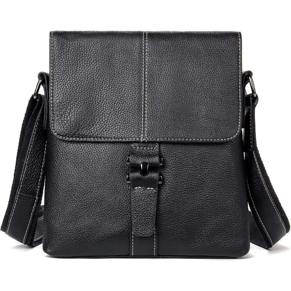 Men's Genuine Leather Messenger Shoulder Tablet Bag
